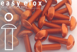 Aluminium Bolts | Orange | M6 | ~ISO 7380 | Button Head M6x20XS