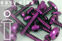 Aluminium Bolts | Purple | ST4.8 | ~DIN 7981 | Pan Head Tapping ST4.8x12