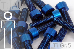 Titanium Bolts | Blue | M8 | DIN 912 | Gr.5 | Cap Head | Allen Key M8x60
