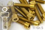 Titanium Bolts | Gold | M8 | DIN 912 | Gr.5 | Cap Head | Allen Key M8x15