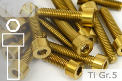 Titanium Bolts | Gold | M8 | DIN 912 | Gr.5 | Cap Head | Allen Key M8x55