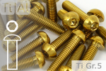 Titanschrauben | Gold | M8 | ISO 7380 | Gr.5 | Linsenkopf M8x30