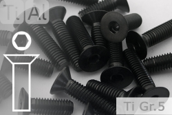 Titanium Bolts | Black | M5 | DIN 7991 | Gr.5 | Countersunk | Allen Key M5x8