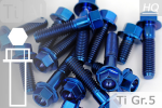 Titanium Bolts | Blue | M10x1.25 | ~DIN 6921 | Gr.5 | Hex Flange M10x1.25x30