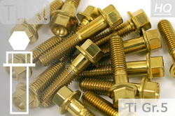Titanium Bolts | Gold | M8 | ~DIN 6921 | Gr.5 | Hex Flange