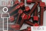 Titanium Bolts | Red | M4 | DIN 912 | Gr.5 | Tapered Head | Allen Key M4x10