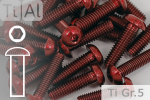 Titanium Bolts | Red | M6 | ISO 7380 | Gr.5 | Button Head | Allen Key M6x30