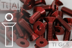 Titanium Bolts | Red | M4 | DIN 7991 | Gr.5 | Countersunk | Allen Key