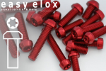 Aluminium Bolts | Red | M5 | DIN 912 | Taper Head | Hexalobular