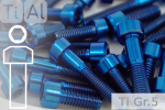 M5 Titanium Bolts Blue DIN 912 / ISO 4762 Grade 5 Cap Head Chamfered Allen Key