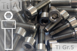 Titanium Bolts | Silver | M1.6 | DIN 912 | Gr.5 | Cap Head | Allen Key M1.6x10