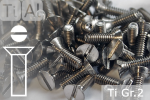 Titanium Bolts | Silver | M2 | DIN 963 | Gr.2 | Countersunk | Slotted M2x10
