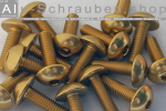 Alu Schrauben | Gold | M6 | ~ISO 7380 | Linsenkopf Gold M6x10 (CNC)