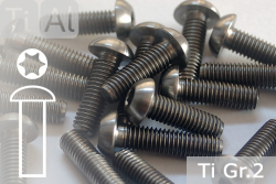 Titanium Bolts | Silver | M3 | ~ISO 7380 | Gr.2 | Button Head | Hexalobular M3x6