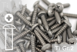 Titanium Screws | Silver | ST4.2 | DIN 7981 | Gr.2 | Pan Head | Cross-Recessed ST4.2x16mm