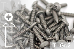 Titanium Screws | Silver | ST4.8 | DIN 7981 | Gr.2 | Pan Head | Cross-Recessed