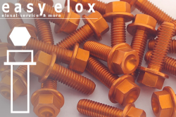 Aluminium Bolts | Orange | M5 | ~DIN 964 | Hex Flange | CNC M5x25