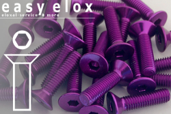 Aluminium Bolts | Purple | M3 | DIN 7991 | Countersunk