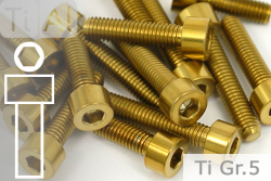 Titanium Bolts | Gold | M6 | DIN 912 | Gr.5 | Cap Head | Allen Key