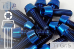 Titanium Bolts | Blue | M6 | DIN 912 | Gr.5 | Tapered Head | hollow M6x16