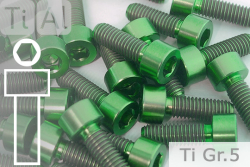 Titanium Bolts | Green | M6 | DIN 912 | Gr.5 | Cap Head | Allen Key