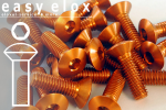 Aluminium Bolts | Orange | M4 | ~DIN 964 | Raised Countersunk | CNC M4x30