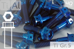 Titanium Bolts | Blue | M10x1.25 | ~DIN 6921 | Gr.5 | Flanged Hex Head + Allen Key M10x1.25x25