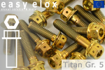 Titanium Bolts | Gold | M10x1.25 | ~DIN 6921 | Gr.5 | Flanged Hex Head + Allen Key M10x1.25x45