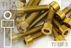 Titanschrauben | Gold | M8 | DIN 912 | Gr.5 | Zylinderkopf